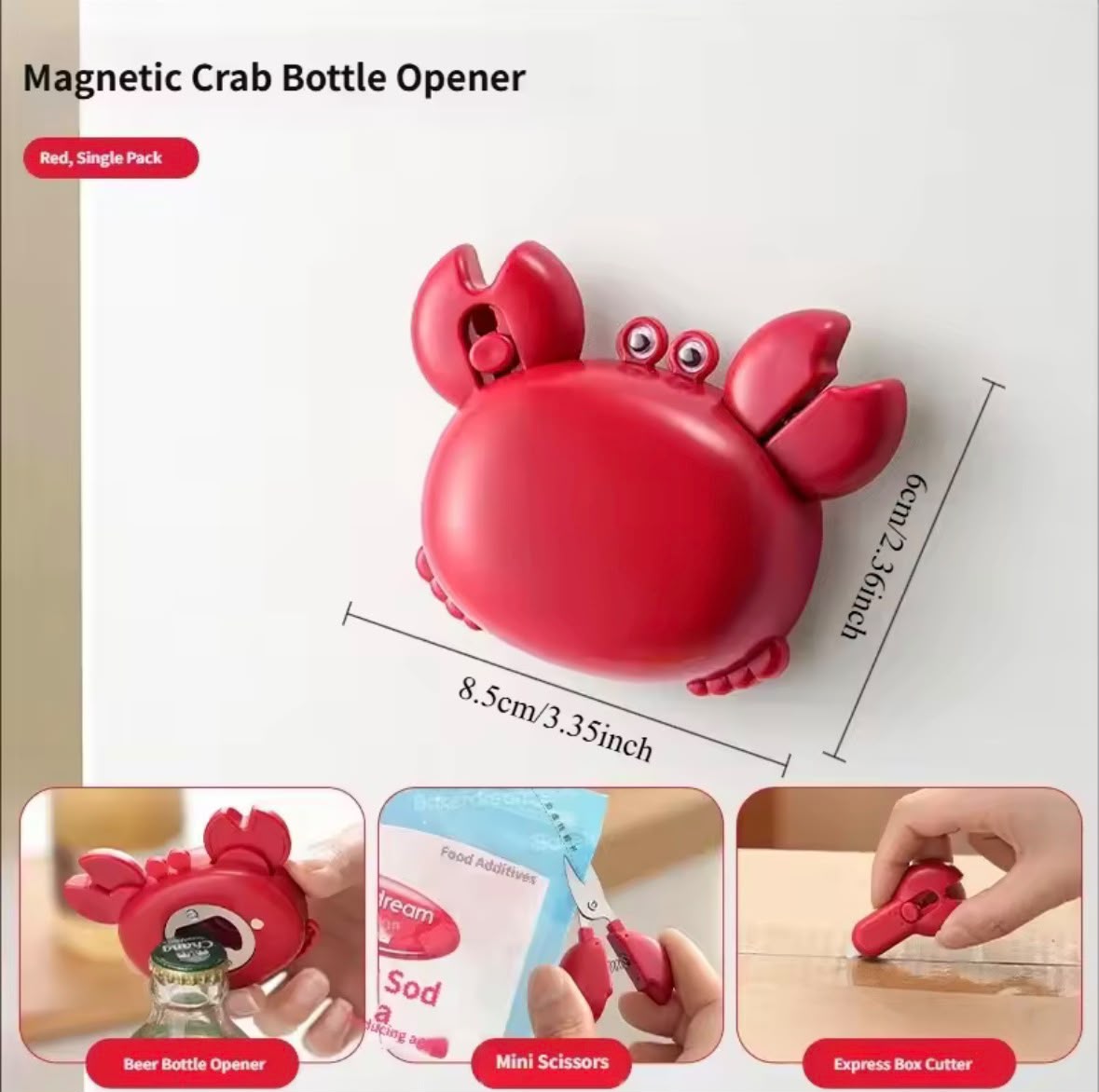 Magnetic Crab Bottle Opener